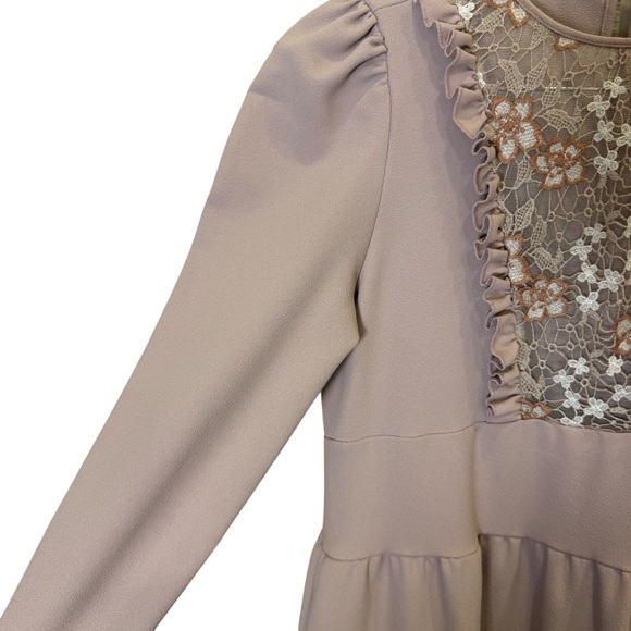 See By Chloe Blush Pink Long Sleeve Dress with Lace sz 38 4/6 - Picture 3 of 16